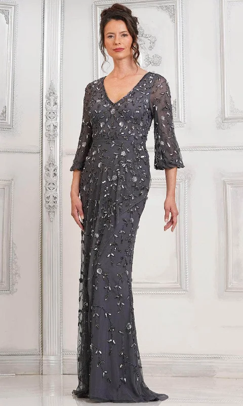 Sophisticated Style Offers Marsoni by Colors MV1320 - Floral Sequin V-Neck Formal Gown