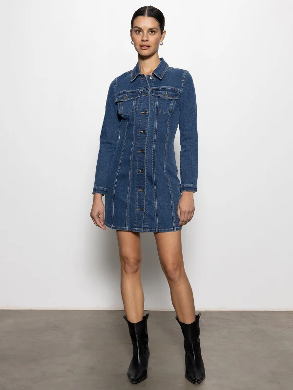 Insane Discount Onslaught Sculpted Denim Mini Dress Royalty