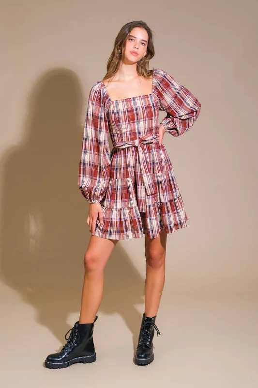 Huge Markdowns HONEY HUG PLAID MINI DRESS