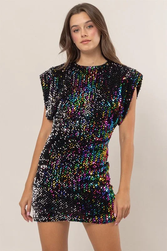 Trendy Looks On Sale Sparkle The Night Away Multicolor Sequin Mini Dress