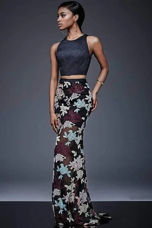 Fast Fashion Favorites Jovani M405 Floral Print Two-Piece Evening Dress