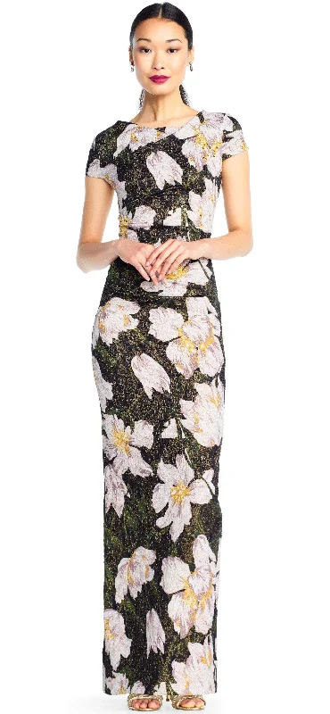 Chic Style Discounts Adrianna Papell - AP1E203398 Floral Patterned Bateau Sheath Dress