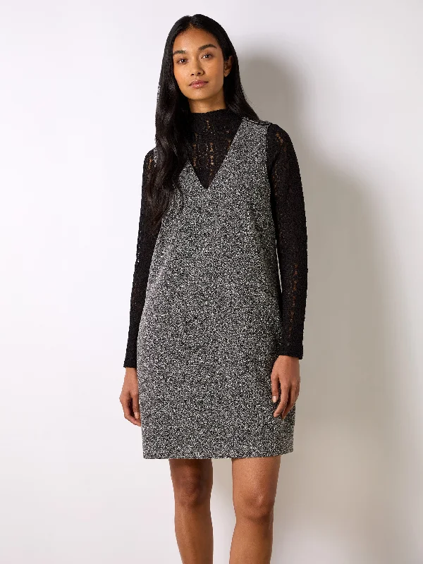 Season Sale Grey Textured V-Neck Mini Dress