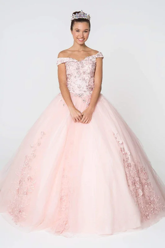 Trendy Styles Elizabeth K - GL2802 Floral Embroidered Off Shoulder Ballgown