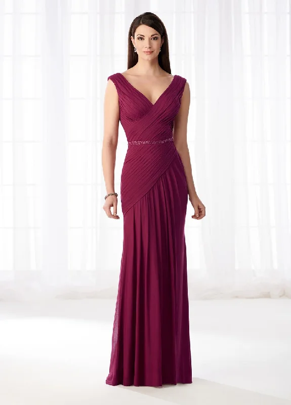 Unbeatable Deals Mon Cheri - Stretch Mesh Pleated V-Neckline Formal Gown 218603 - 1 pc Raspberry In Size 4 Available