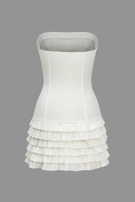 Timeless Elegance Redefined Layer Ruffle Strapless Mini Dress