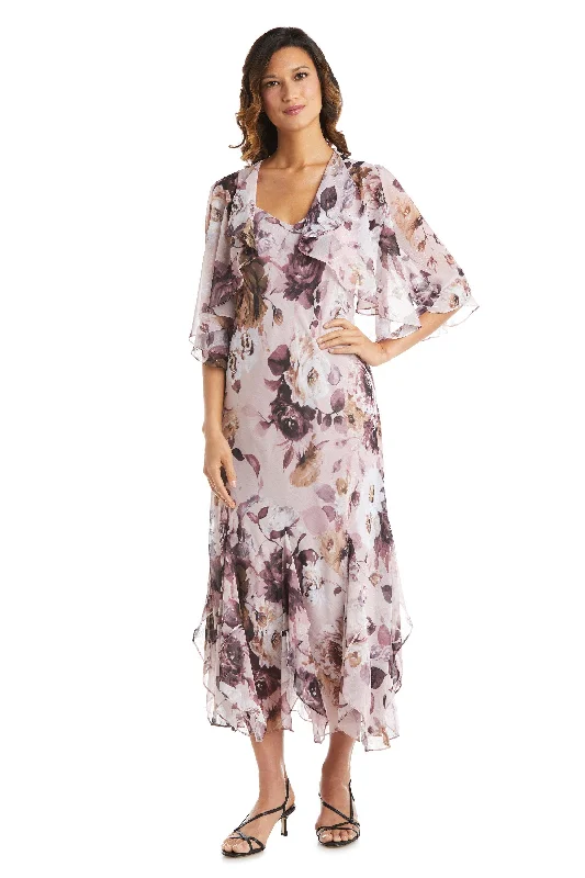 Trend Forward Threads R&M Richards 7915 Long Two Piece Floral Jacket Dress