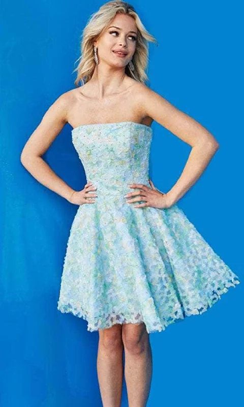 Weekend Exclusive Jovani 07965 - Floral Strapless Cocktail Dress