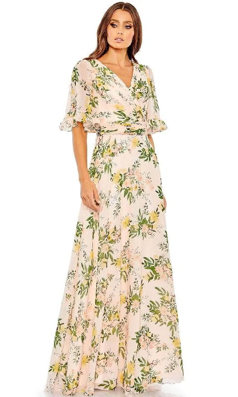 Bold Fashion Sales Ieena Duggal 11320 - V-Neck Floral Dress