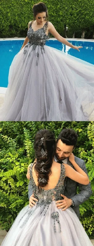 Limited Edition Romantic Appliques Tulle Formal Prom Dresses Beaded Prom Dresses Wedding Party Gown    cg11673