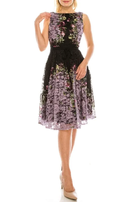 Browse Our Top Products Gabby Skye - 57369MG Sleeveless Floral Print Lace A-Line Dress