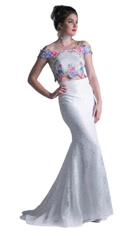 Flash Sale Cinderella Divine - CA314 Two Piece Floral Embroidered Mermaid Dress