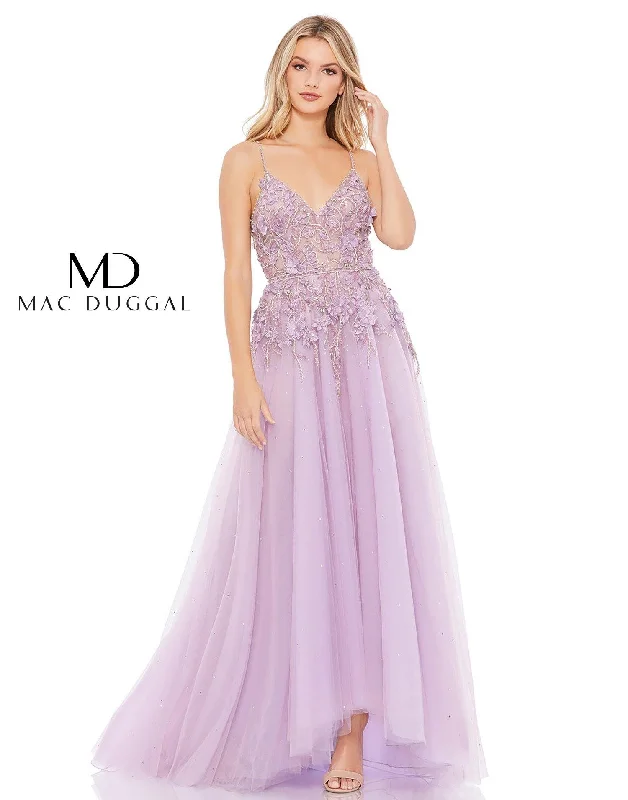 Vintage-Modern Style Offers Mac Duggal 11207 High Low Spaghetti Strap Prom Gown