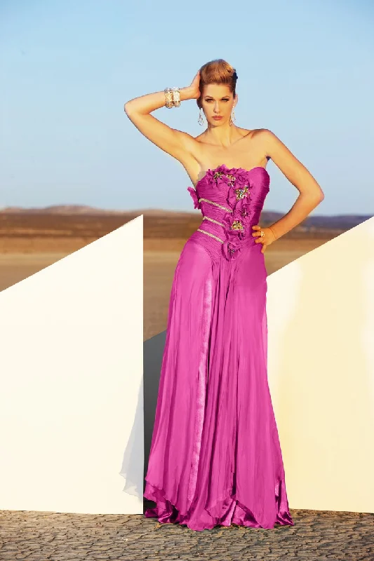 Flash Sale Fever MNM COUTURE Fabulous Sweetheart Floral Accent Gown 6902 - 1 pc Fuschia In Size 18 Available