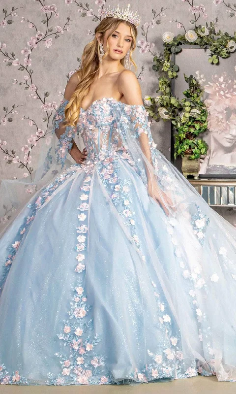 Exclusive Discount GLS by Gloria GL3468 - 3D Floral Embellished Sweetheart Neck Ballgown