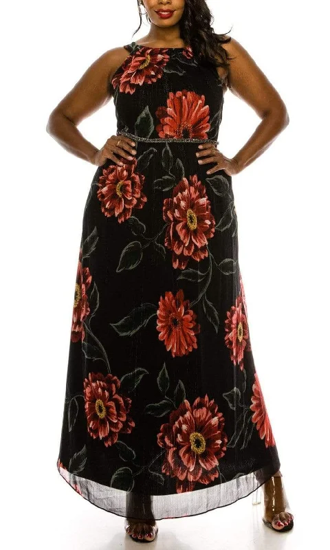 On-Trend Fashion Offers SLNY - 9471488 Floral Bateau Evening Dress