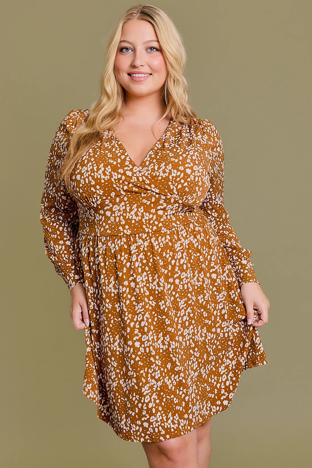 Classy Style Discounts Plus Size Animal Print Banded Waist Wrap Mini Dress