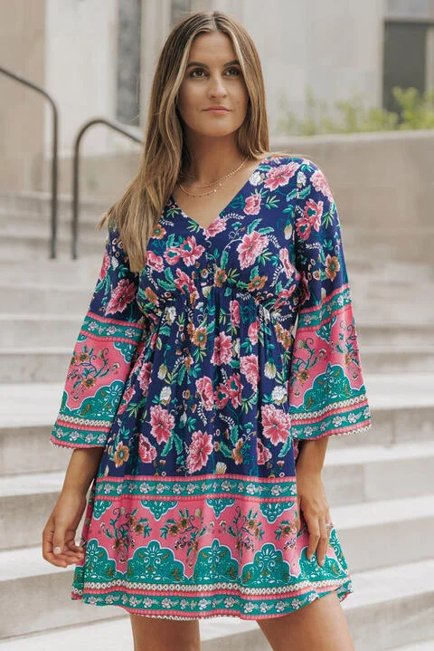 Latest Trends Bohemian V-Neck Mini Dress