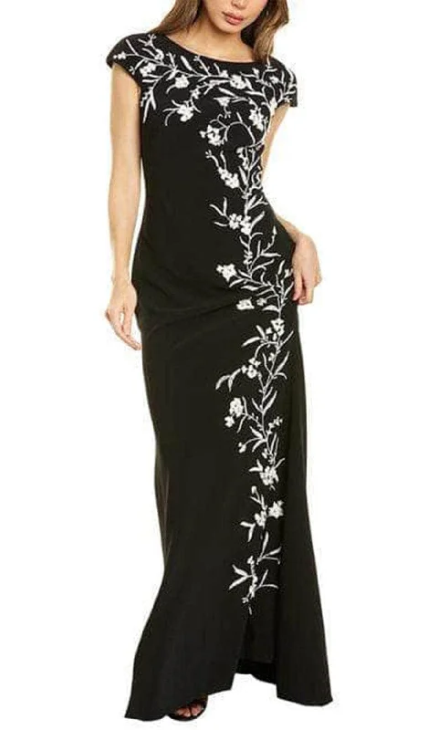 Street Style Discounts Theia 8812685 - Floral Beaded Cap Sleeved Evening Gown