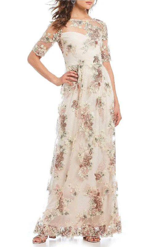 Limited Time Special Offer Adrianna Papell AP1E203576 - Illusion Sleeve Floral Evening Gown