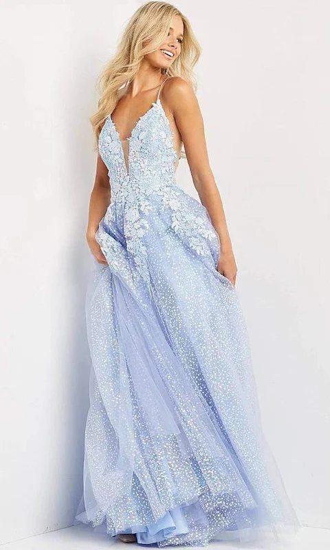 Glamorous Fashion Offers JVN by Jovani - JVN07252 Floral Sequined A-line Plus Size Prom Gown