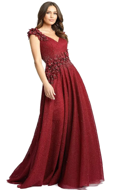 Fast Fashion Favorites Mac Duggal - 11152 Floral Applique V Neck A-Line Gown