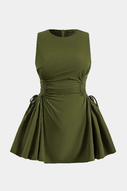 Chic Trend Collection Plus Size Knotted Zipper Sleeveless Mini Dress