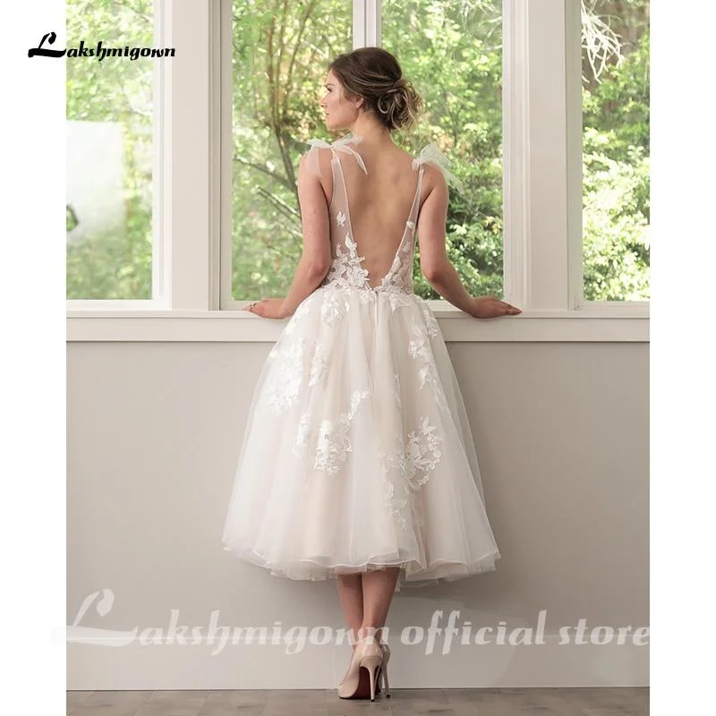 Find Your Unique Flair Roycebridal Lakshmigown Short Wedding Dresses V Neck Lace