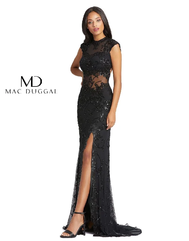 Polished Style Deals Mac Duggal 1903 Long Formal Cap Sleeve Lace Dress