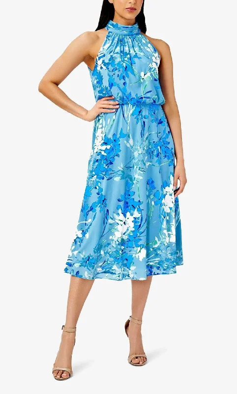 Flash Sale, Don'T Miss Adrianna Papell AP1D104758 - Tea Length Floral Halter Dress