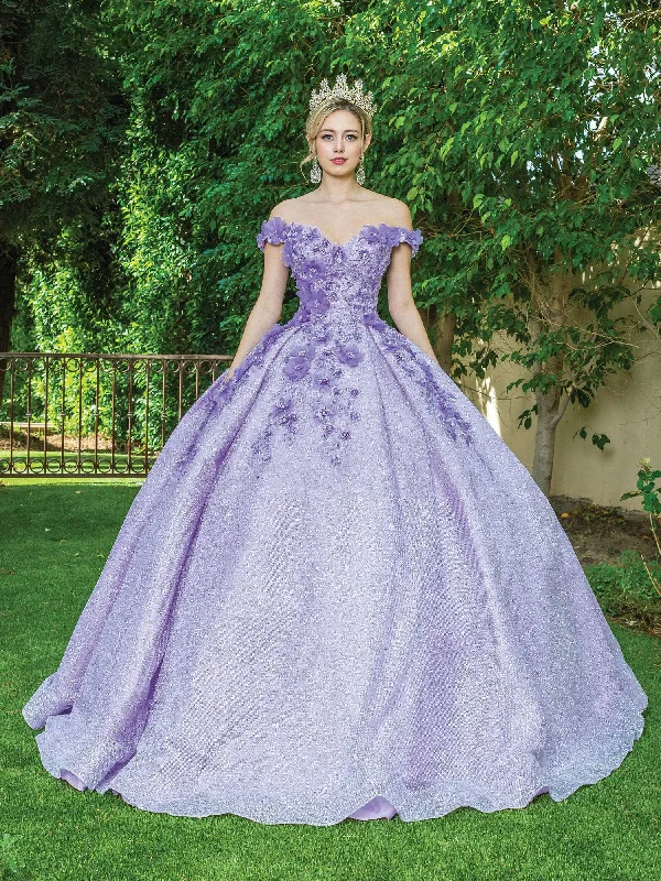 Timeless Elegance Redefined Dancing Queen - 1527 Beaded Floral Appliqued Off Shoulder Ballgown