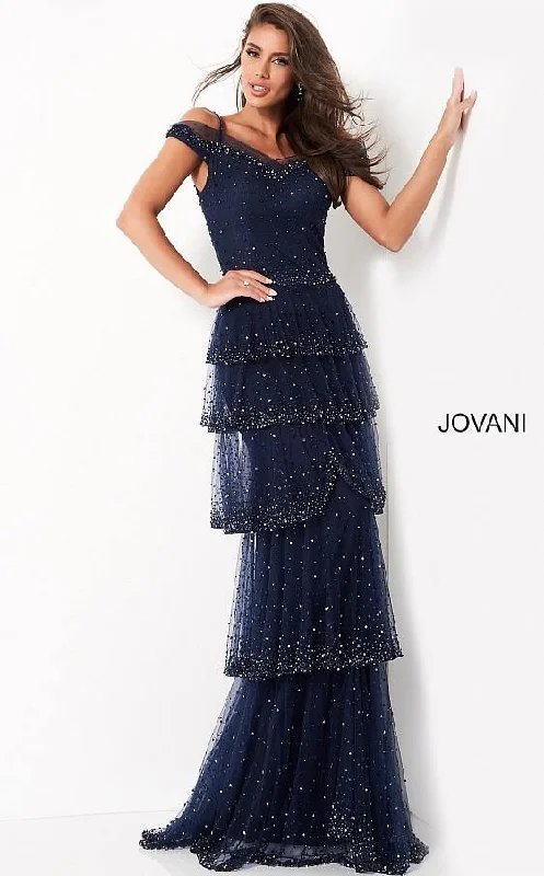 Elevated Casual Discounts Jovani 04859 Off the Shoulder Beaded Evening Dress