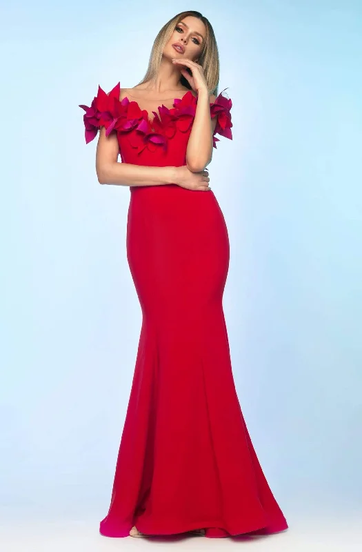 Ends Soon Nicole Bakti - 621 Petal Appliqued Long Mermaid Gown