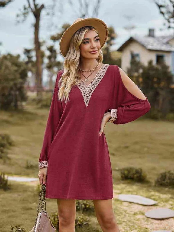 Sophisticated Fashion V-Neck Cutout Sleeve Mini Dress