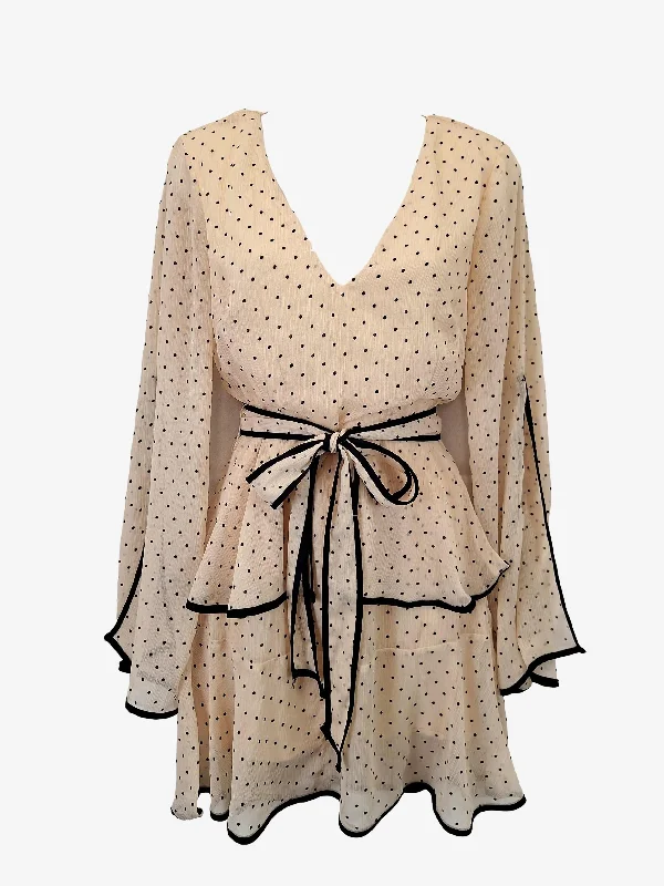 Huge Discounts This Week Tussah Latte Soft Layered Spotted Mini Dress Size 8