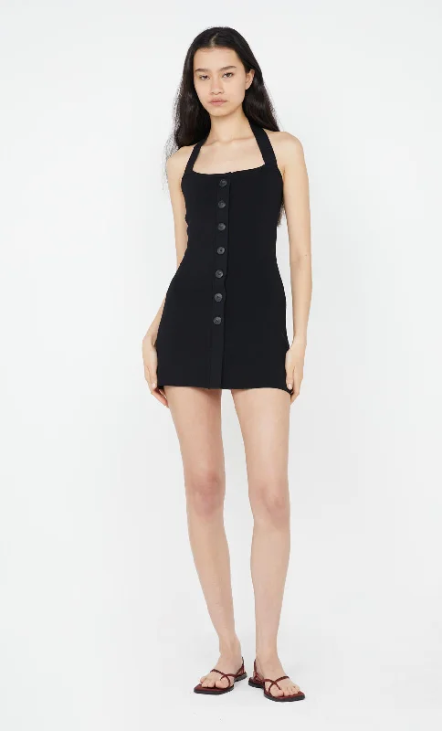 Elegant Fashion Offers ILORA KNIT HALTER MINI DRESS - BLACK