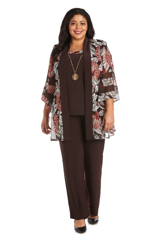 Holiday Glam R&M Richards 7496W Plus Size Two Piece Print Pant Suit Sale