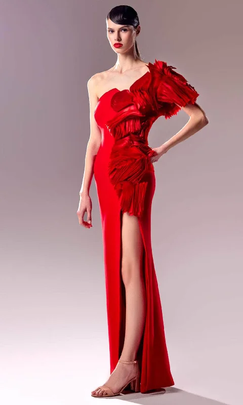 Street Chic Discounts MNM Couture G1612 - One Shoulder 3D Organza Gown