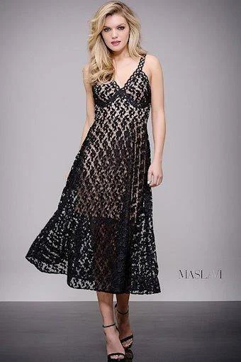 Massive Selection Sale Jovani M54865 V-Neck Formal Tea Length Dress