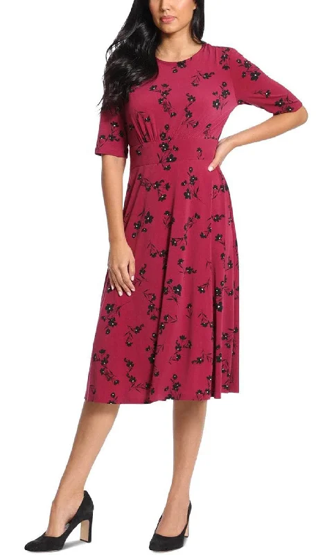 Fall Sale, Prices Drop London Times T6201M - Floral Midi Casual Dress