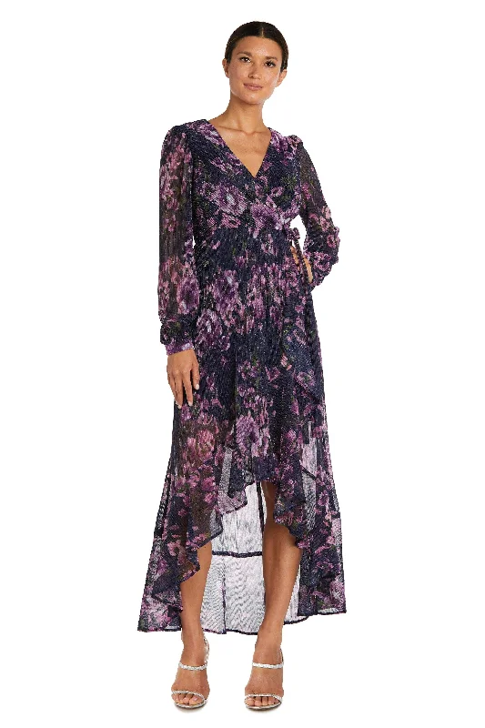 Avant-Garde Style Promotions Nightway High Low Long Sleeve Floral Dress 22051