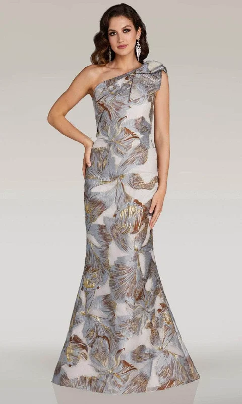 Day-To-Night Styles Feriani Couture 18359 - Floral Print One Shoulder Evening Gown