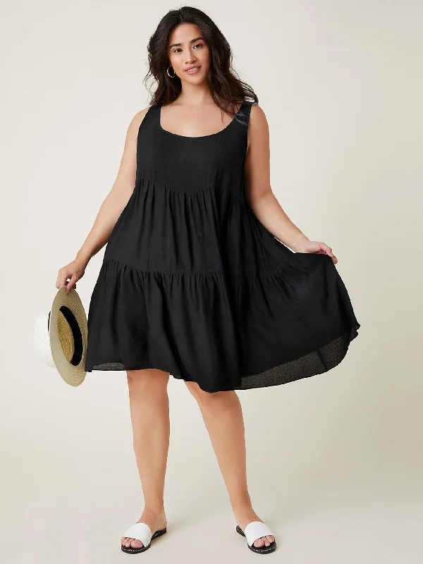 Premium Style Offers PLUS SIZE Adela Mini Dress - Black | LAST SIZES