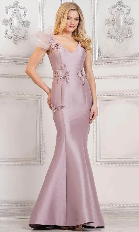 Vintage-Inspired Style Offers Marsoni by Colors MV1309 - Floral Appliqued Mermaid Formal Gown