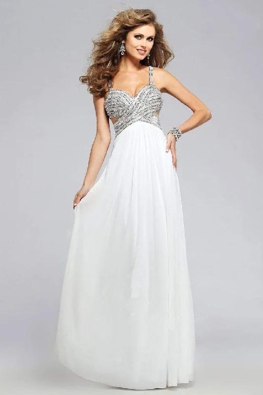 Fashion Forward Faviana 7710 Surplice Sweetheart Chiffon Gown - 1 pc Ivory in Size 6 Available