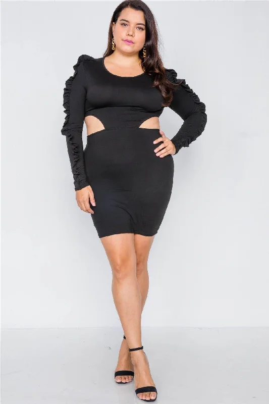 Playful Fashion Offers Plus Size Black Cut-Out Mini Dress