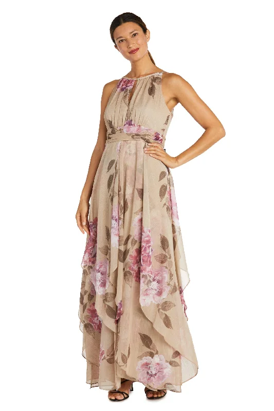 Step Ahead, Lead The Trend R&M Richards 7908P Long Floral Print Petite Dress