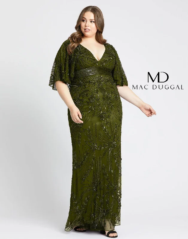 Discover Promotions Mac Duggal 5335 Long Plus Size Cape Sleeve Dress Sale