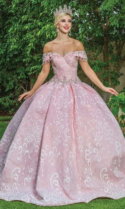 Seasonal Sale Dancing Queen - 1602 Off Shoulder Lace Ornate Gown