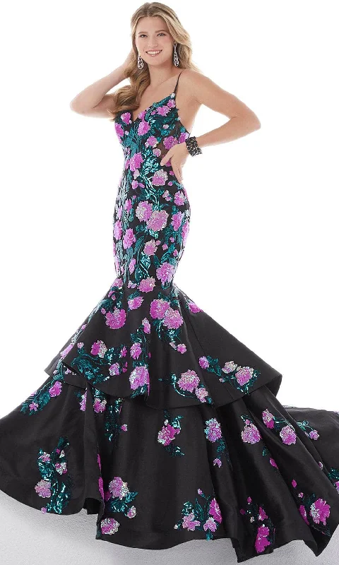 Best-Sellers Panoply - 14095 Floral Sequin Tiered Gown